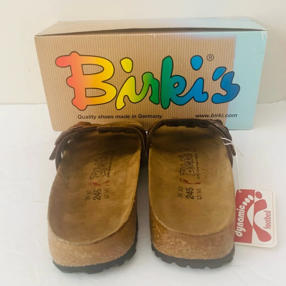NWT Birkenstock Birki’s Xenia Soft Birko Flor Bronze Sandals Women Size 7 Comfy